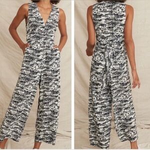 Marine Layer The Holi Wide-Leg Jumpsuit in a black and white print